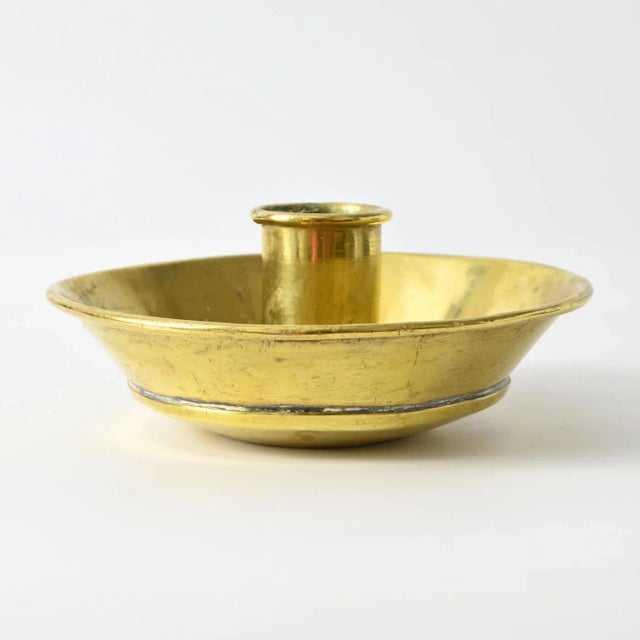 Swedish Gold Brass Candleholder For Sale - Image 9 of 11