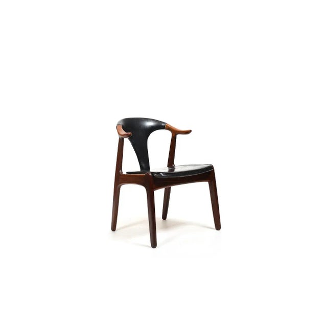 Danish Teak & Leather Cow Horn Chair by H.P. Hansen For Sale - Image 10 of 10