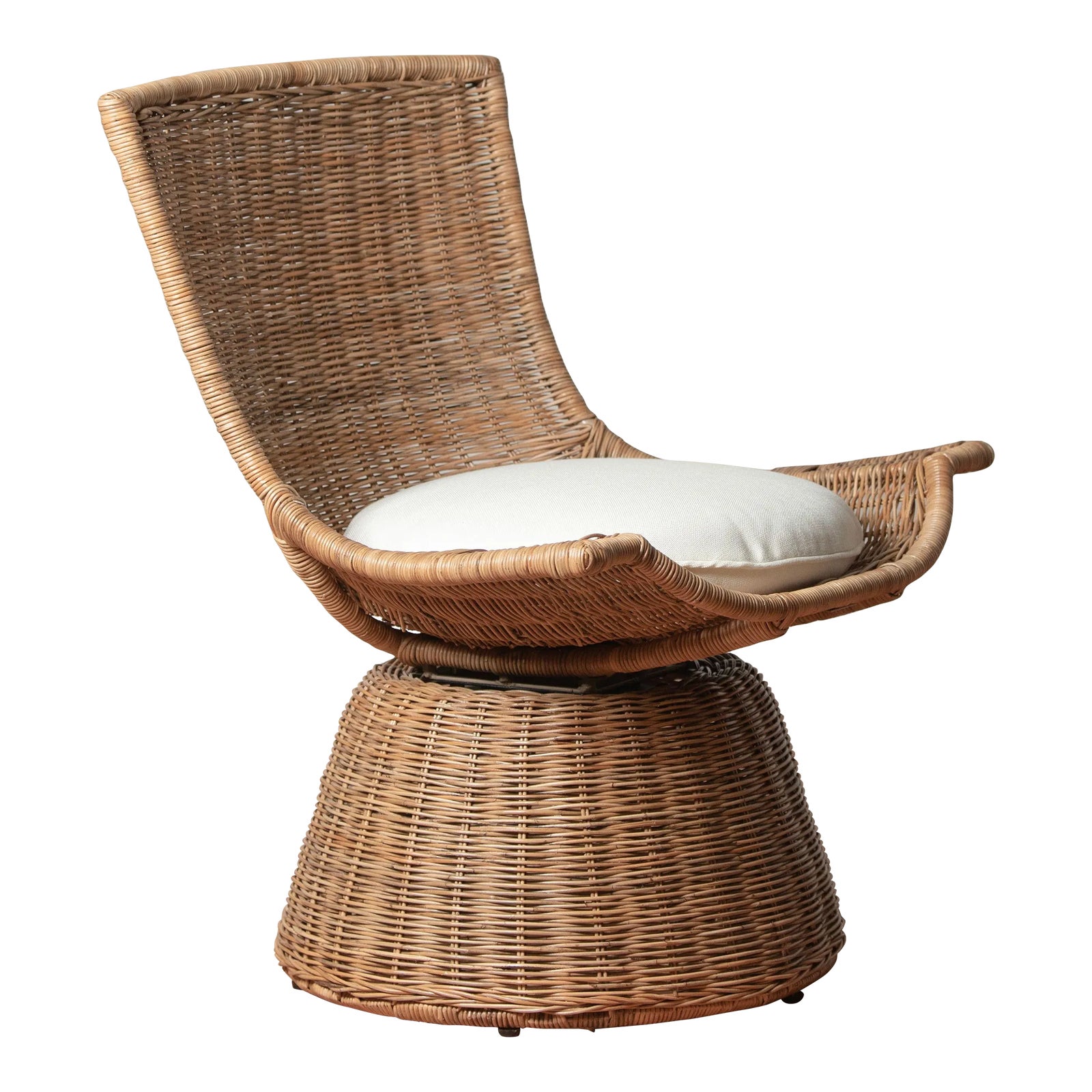 Healdsburg Small Wicker Swivel Chair | Chairish