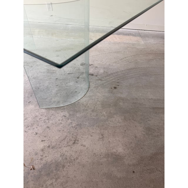 1980s Post Modern Glass Double Pedestal Dining Table For Sale - Image 5 of 10