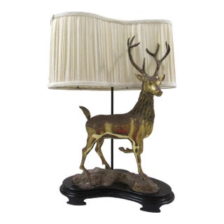 Vintage LaBarge Mirror Company Solid Brass Stag Deer Sculptural Table Lamp For Sale