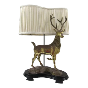 Vintage LaBarge Mirror Company Solid Brass Stag Deer Sculptural Table Lamp