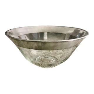 DorothyThorpe Large Silver Banded Glass Serving Bowl For Sale