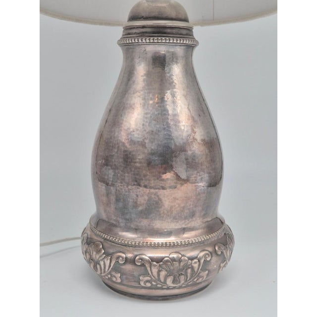 Danish Jugend Silver-Plated Table Lamp with Decor from Atla, 1920s For Sale - Image 3 of 10