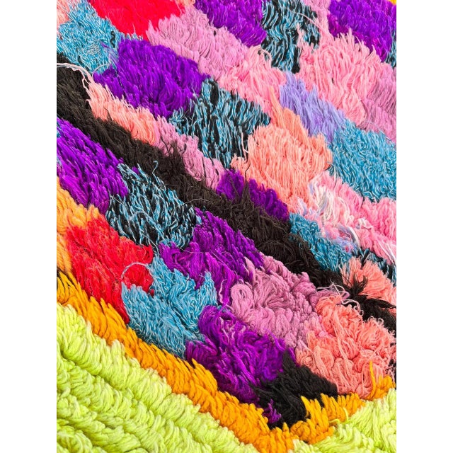 1980s Colored Yellow Traditional Berber Moroccan Cotton Rug For Sale - Image 5 of 9