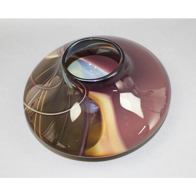 Glass Stephen Jon Clements 1983 Signed Hand Blown Art Glass Vase Vessel For Sale - Image 7 of 10