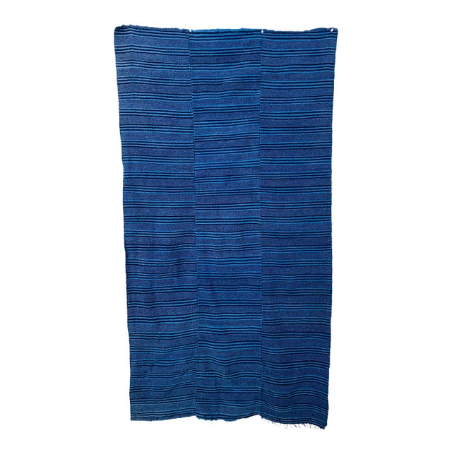 Indigo Hand-Woven Textile Throw For Sale