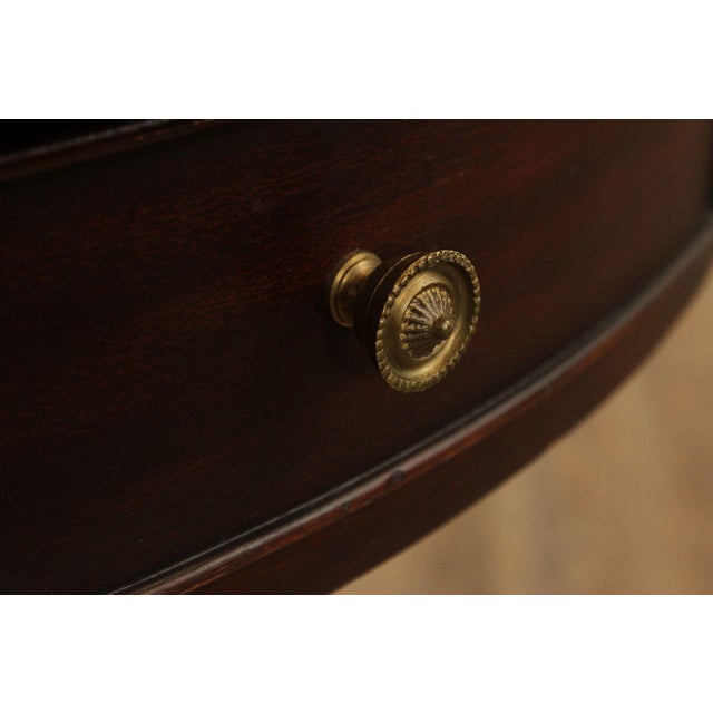 Ethan Allen Regency Style Round Leather Top Mahogany Rent Table For Sale - Image 16 of 18