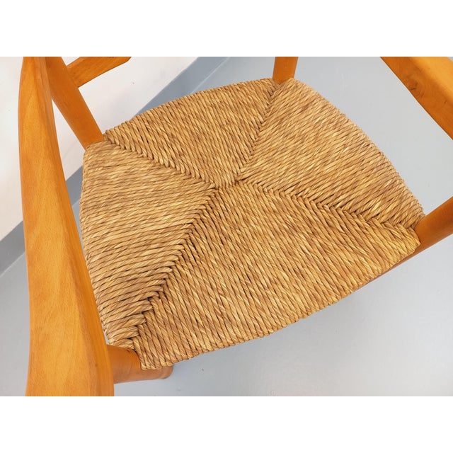 Tan Vintage Armchair in Beech Wood and Straw, 1960s For Sale - Image 8 of 11