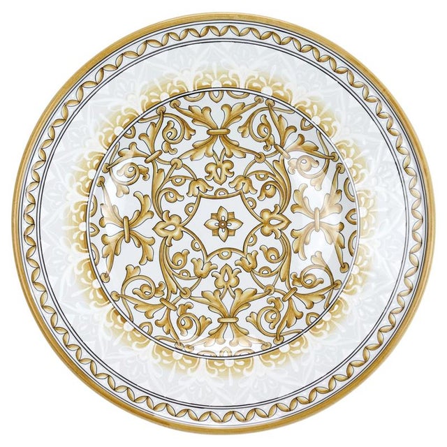 White Damask Plate by Deblona For Sale - Image 11 of 11