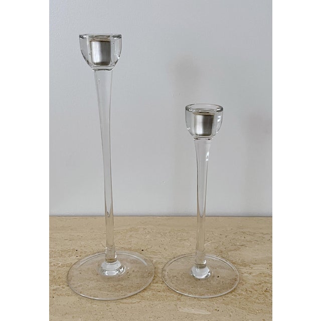 Early 21st Century Modern Glass Candlesticks - a Pair For Sale - Image 5 of 5