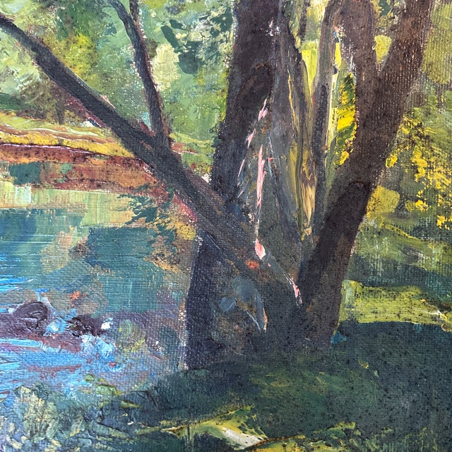 Impressionist 1950’s Original Impressionist Summer Landscape Painting For Sale - Image 3 of 6