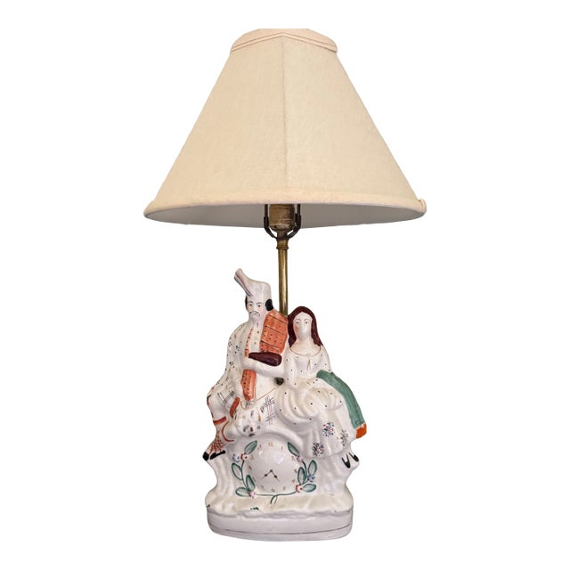 19th Century Staffordshire Porcelain Figurine Converted to a Lamp For Sale