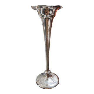 Antique 14.5" Shreve & Co Sterling Silver Trumpet Vase For Sale