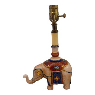 Rare Vintage Frederick Cooper Chinoiserie Hand-Painted Ceramic Elephant Lamp For Sale