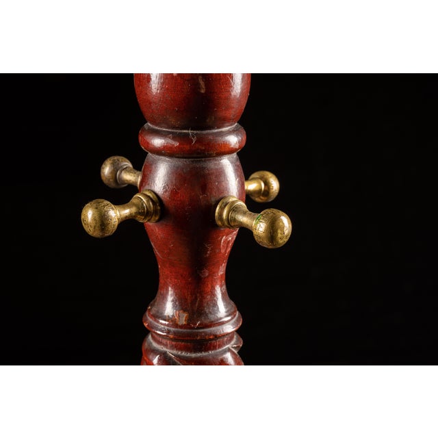 Antique Mahogany and Brass Ornamental Coat Rack For Sale - Image 4 of 6