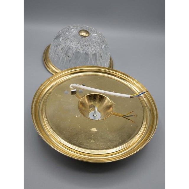 Mid-Century Modern Glass and Brass Flush Mount Light, 1960s For Sale - Image 3 of 5