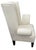 Mid Century Modern Flamboyant White Wingback Chair. It features eccentric flaring arms in elegant white upholstery.