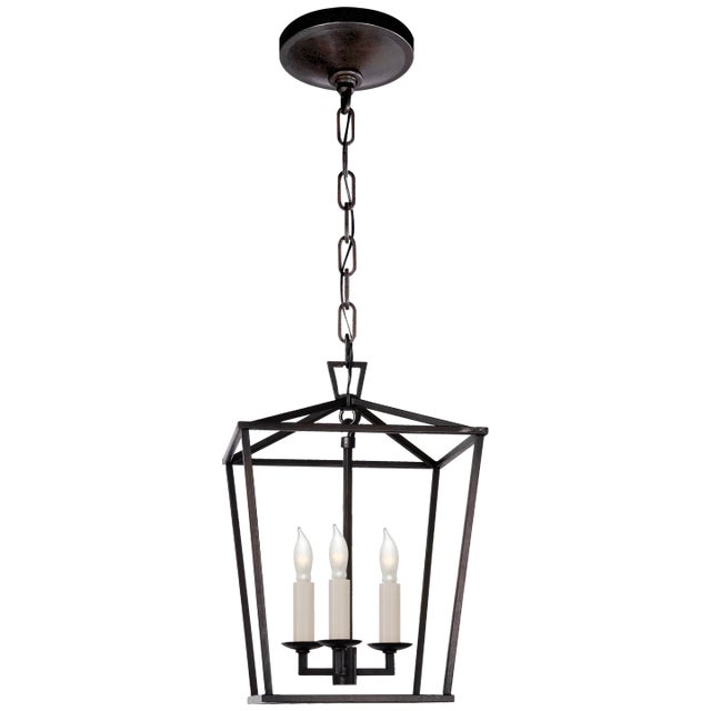 Chapman & Myers for Visual Comfort Signature Darlana Mini Lantern in Aged Iron For Sale