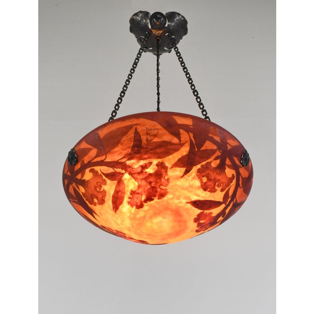 1920s Daum Majorelle French Art Deco Cameo Glass Pendant Light For Sale - Image 6 of 14
