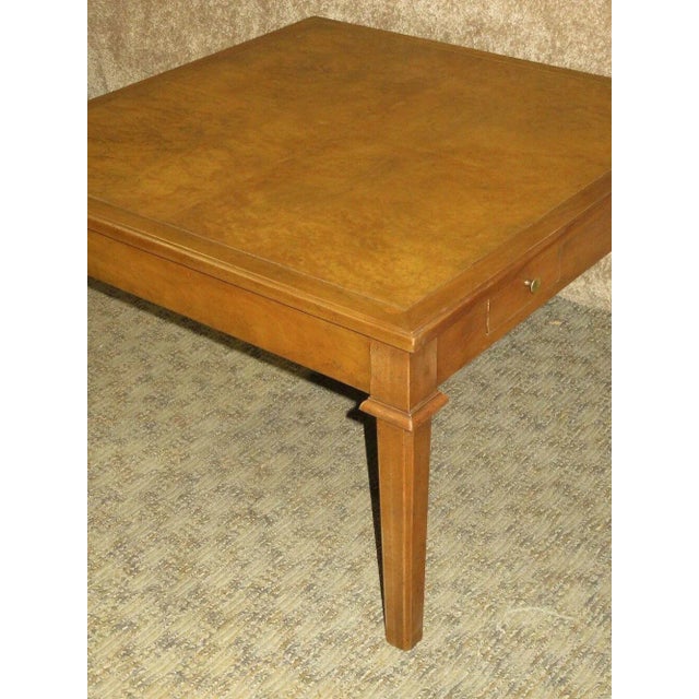 Coffee Vintage Baker Burl Wood Table Mid Century Square Coffee 4 Drawers MCM For Sale - Image 8 of 13