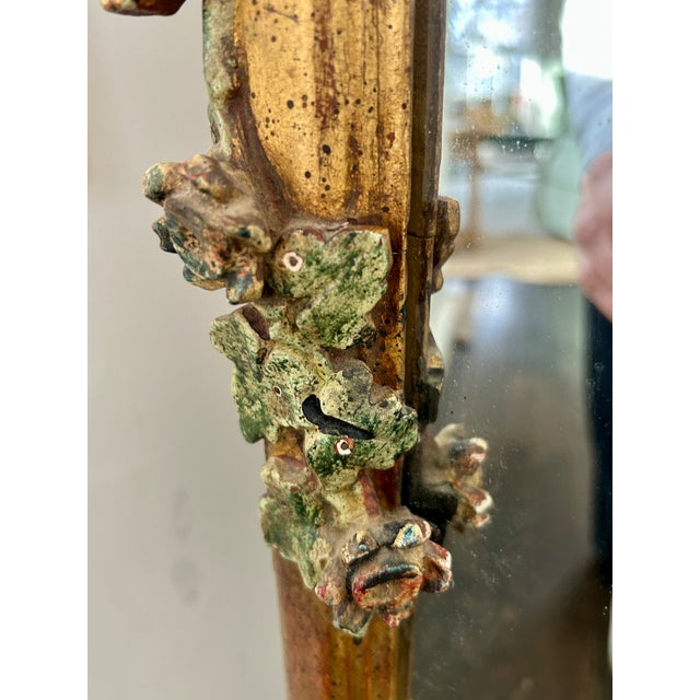 19th Century Italian Giltwood and Polychrome Mirror For Sale - Image 4 of 12