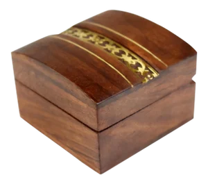Mid 20th Century Vintage Handmade Brass Inlaid Wooden Box