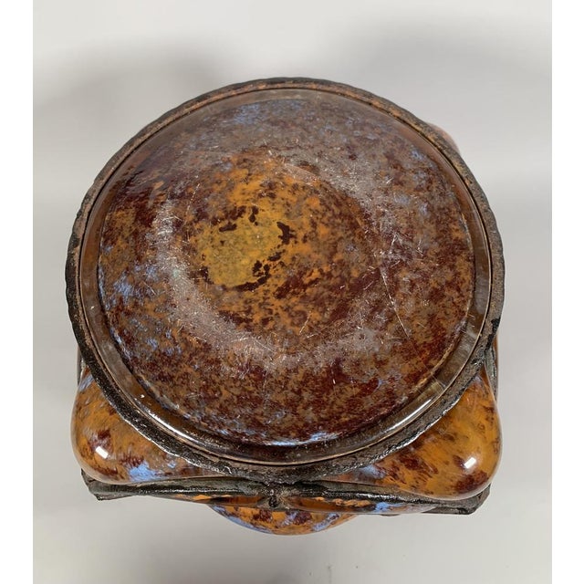 Orange Art Deco Glass and Wrought Iron Vase from Le Lorrain, 1920s For Sale - Image 8 of 9