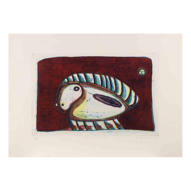 Placido Scandurra, The Trojan Horse, Etching, 1976 For Sale