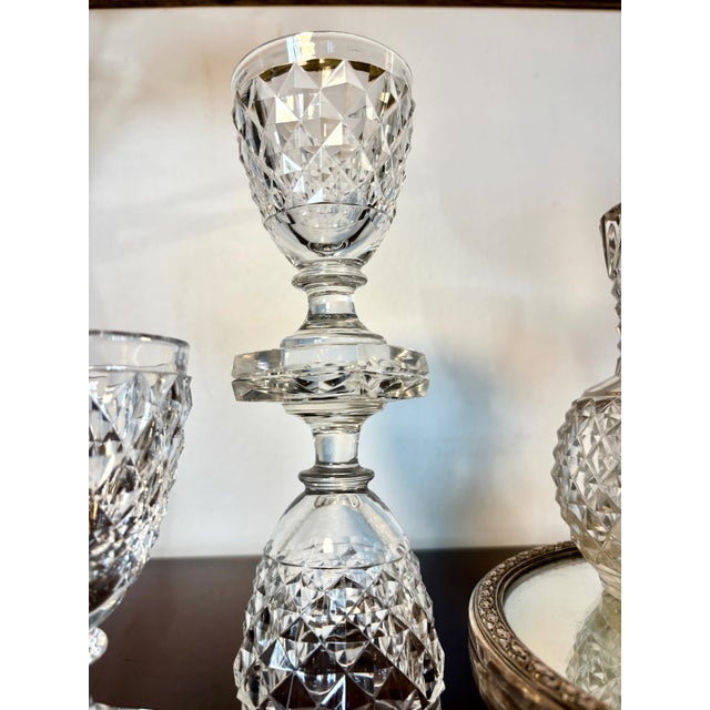 Pointed Diamond Vase, Glasses and Powder Box from Montcenis, Early 19th Century, Set of 5 For Sale - Image 12 of 18