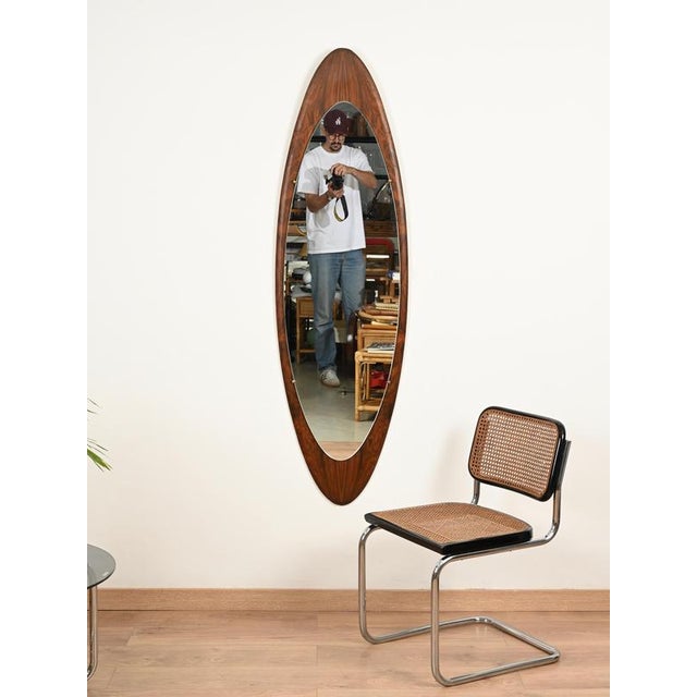 1960s Vintage Italian Mirror in Rosewood and Brass by Osvaldo Borsani, 1950s For Sale - Image 5 of 12