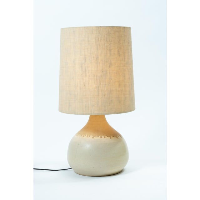Mid-Century Modern Ceramic Table Lamp with Fabric Shade by Krösselbach, 1970s For Sale - Image 3 of 6