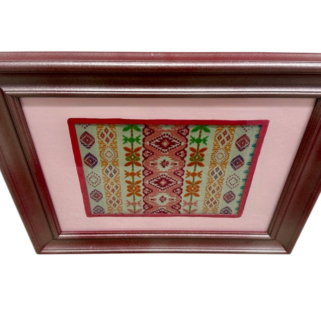 2020s Roxie | Schumacher Cosima Embroidery Framed Textile Art For Sale - Image 5 of 7