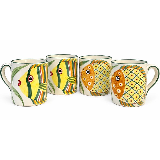 Vintage Palmer Smith Pesca Hand-Painted Fish Mugs – Set of 4 – Made in Italy Charming vintage set of four Palmer Smith...