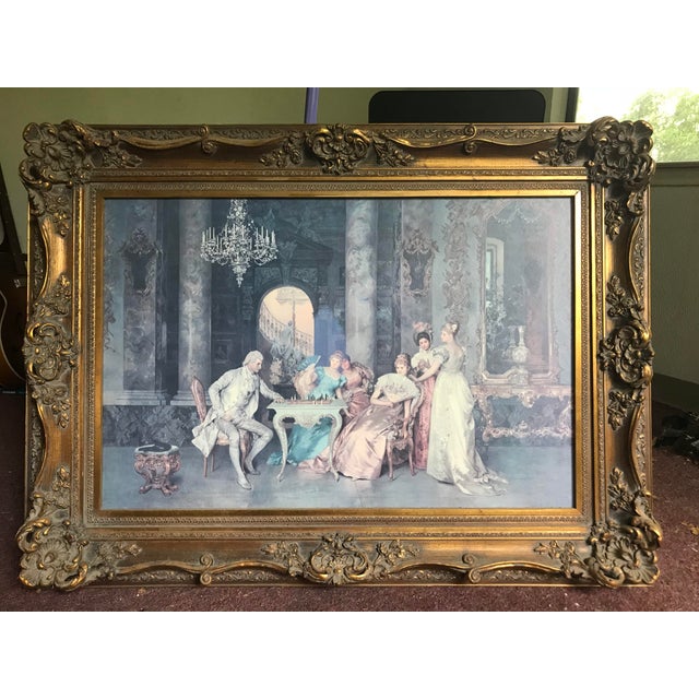 â€˜The Chess Gameâ€™ Print by Francesco Beda in a French Carved Gilt Frame