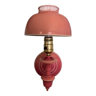 Mid 20th Century Mid Century Pink Tole Wall Sconce Lamp Shabby Chic Grandmacore Farmhouse Art Deco For Sale