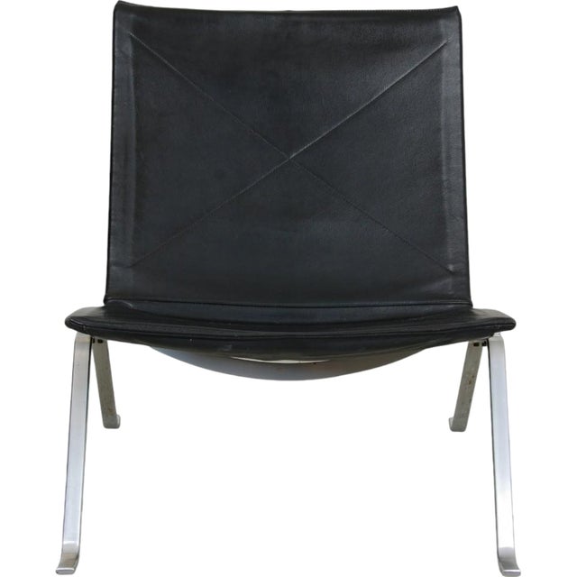 Pk22 Chair in Black Leather by Poul Kjærholm for Kold Christensen, 1970s For Sale