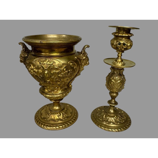 Antique Victorian Gilt Bronze 5 Piece Smoking Set For Sale - Image 6 of 11
