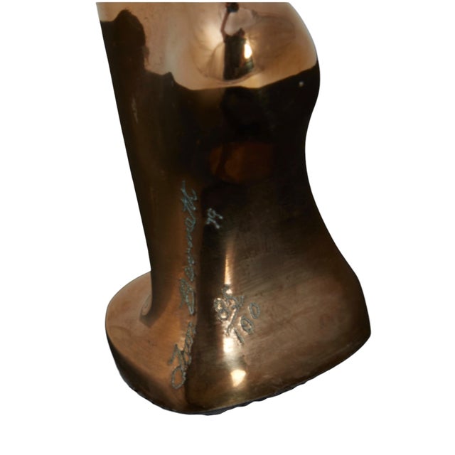 Art Deco 21” Signed Tom Bennett Bronze Female Nude Sculpture - Windsong For Sale - Image 3 of 3