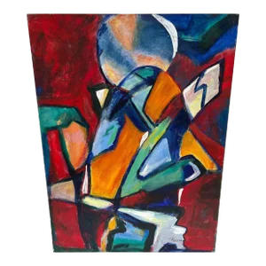 Large Colorful Mid Century Abstract by Carol Bertrand