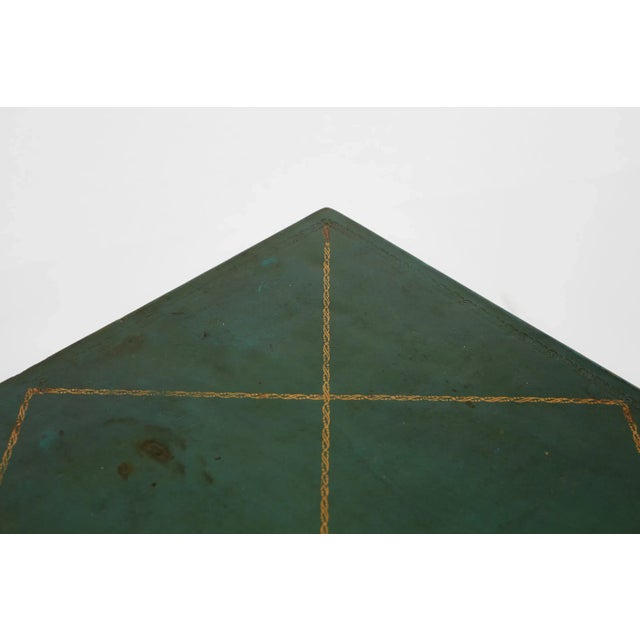Tommi Parzinger Green Leather Occasional Table, Model No. 3303, Ca. 1955 Ebonized Wood, Embossed Leather. For Sale - Image 10 of 11