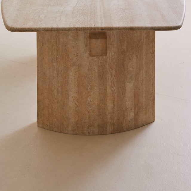 1970s Italian Filled Travertine Oval Dining Table, 1970s For Sale - Image 5 of 11