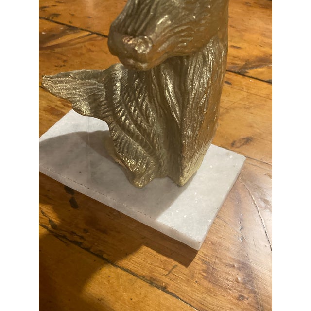 Gold Metal and Marble Deer Head For Sale - Image 9 of 11