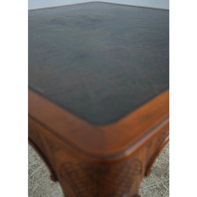 Vintage Leather Top Louis XV Style Carved Table W. 4 Chairs For Sale - Image 4 of 18