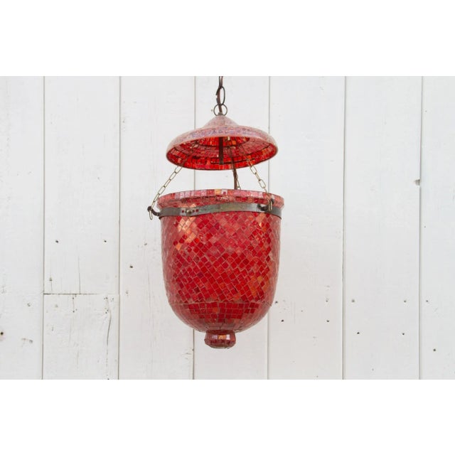 Glass Ruby Pendant Mosaic Lantern For Sale - Image 7 of 7