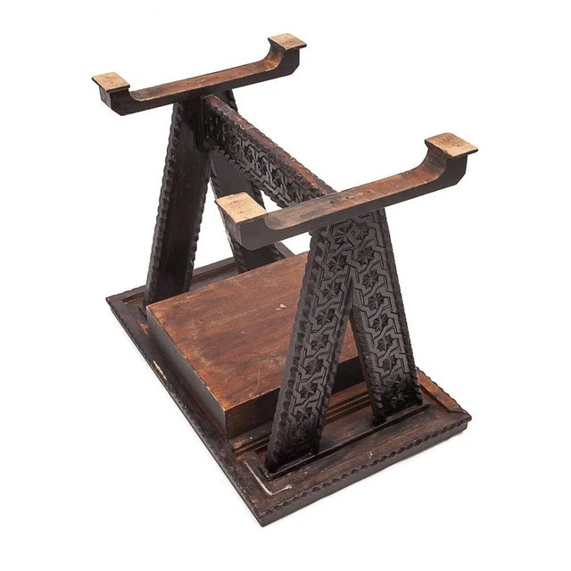 Spanish extra table in carved oak. Drawer with its functional lock and steel key. Circa 1960