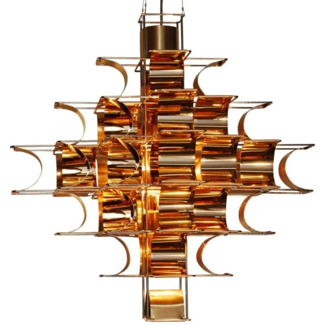 Contemporary Copper Cassiope 9 Level Suspension Lamps by Sebastien Sauze, Set of 2 For Sale - Image 3 of 7