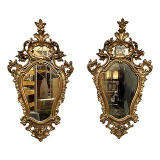 Italian Giltwood Wall Mirrors, 1800s, Set of 2 For Sale