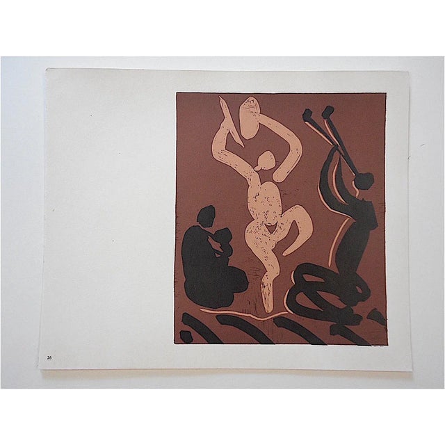 This is an original 1962 lithograph (not offset) titled "Mere, Danseur Et Musicien" of the original linocut by Pablo...