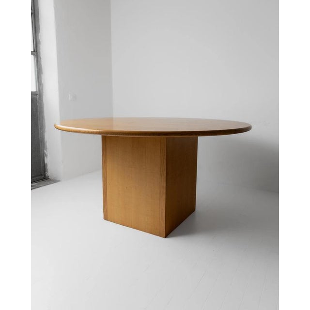 Large Vintage Italian Round Wooden Table, 1980s For Sale - Image 16 of 18